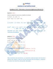 Examen resuelto matemáticas 4º ESO polinomios y fracciones