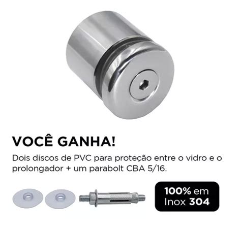 Prolongador Botton A O Inox Vidro Guarda Corpo Kit Un Frete Gr Tis