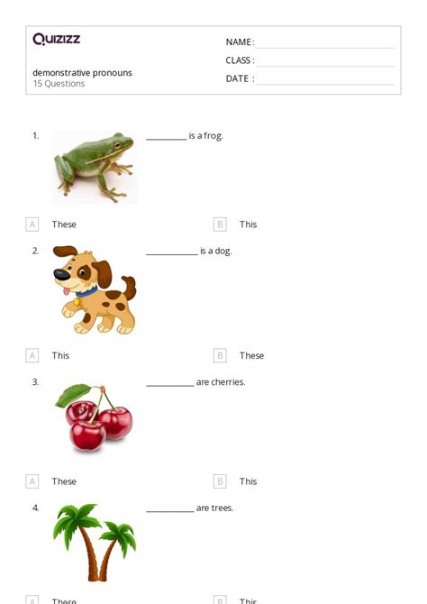 Demonstrative Pronouns Worksheets For Nd Grade On Quizizz Free