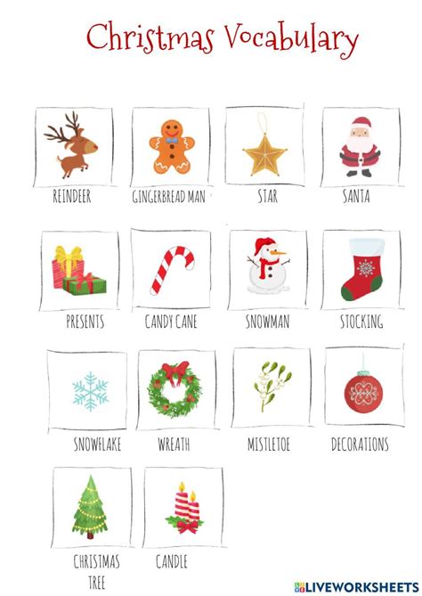 Christmas Vocabulary Interactive Worksheet For 3 Live Worksheets