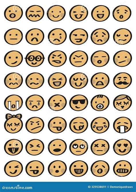 Emoticonos Coloridos Caras Dibujadas A Mano Con Diferentes Expresiones