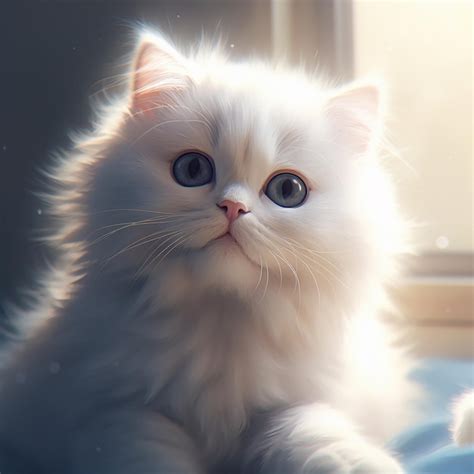 Um Gato Branco Olhos Azuis E Nariz Rosa Imagem Premium Gerada IA