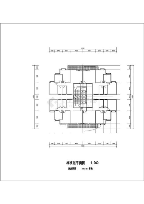 扬州市某高档小区1梯4户住宅楼户型设计cad图纸（三套方案）住宅小区土木在线