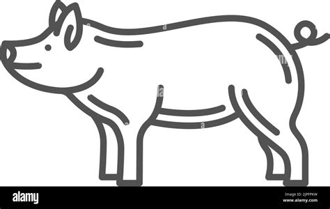 Chinese horoscope sign pig animal isolated monochrome outline New Year ...