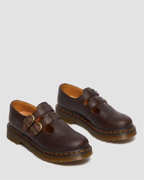 8065 Crazy Horse Leather Mary Jane Shoes In Dark Brown Dr Martens