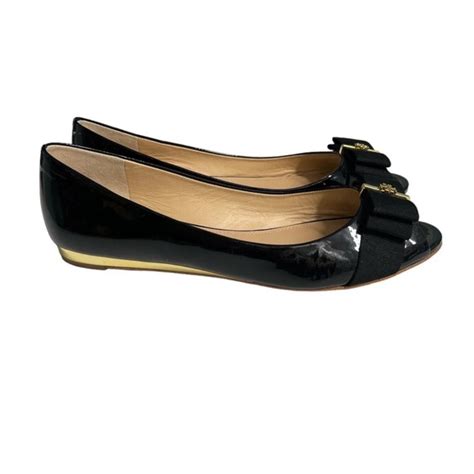 Tory Burch Shoes Tory Burch Black Patent Leather Trudy Peep Toe