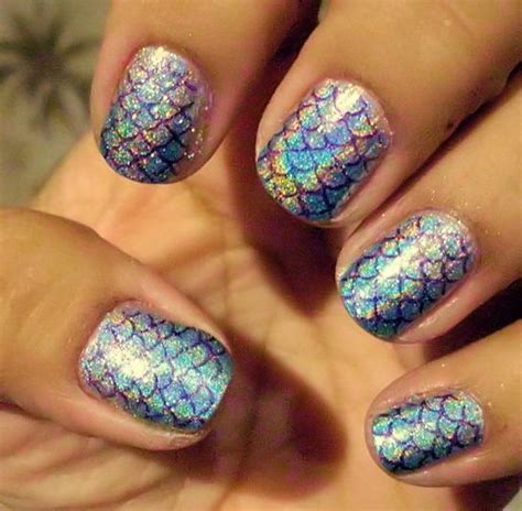 Mermaid Nails Using Color Club Holographic Polishes And Nails Stamping Nails Nail Art Nail