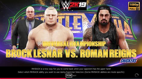 WWE 2K19 Brock Lesnar VS Roman Reigns Legend Difficulty