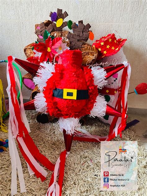 Piñata Estrella Santa Claus Manualidades navideñas Piñatas navidad