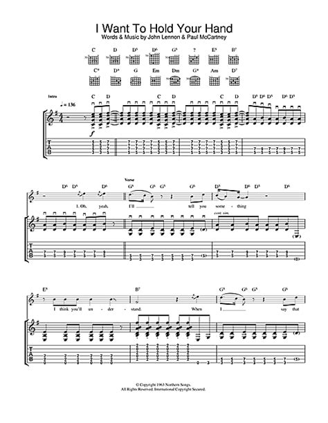 I Want To Hold Your Hand By The Beatles Guitar Sheet Music