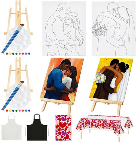 Amazon Yeaqee Pcs Sip And Paint Kit Couple Painting Kit