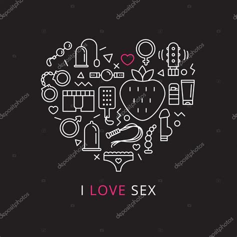 Vector Sex Shop Iconos En Forma De Corazón Moda Dos Colores Línea