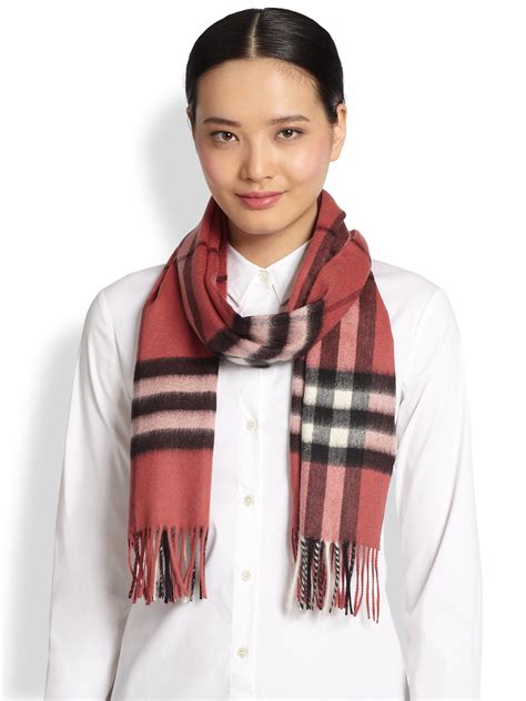 Lyst Burberry Giant Antique Rose Check Cashmere Scarf In Pink