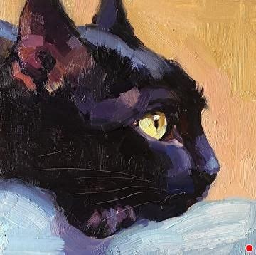 Blackcat16 By Katya Minkina Oil 6 X 6 Black Cat Art Cat Painting