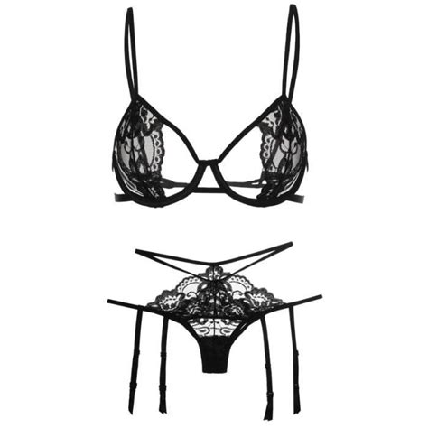 Ensemble Lingerie Soutien Gorge En Dentelle Transparente Tentation