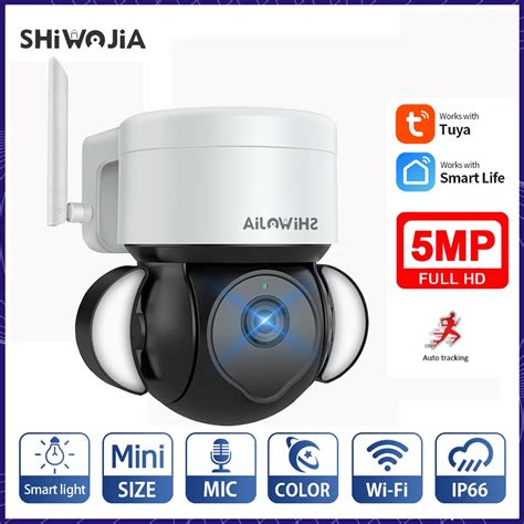 Shiwojia 5mp Ip Camera Vedio Surveillance Courtyard Cam Tuya Smart Wifi