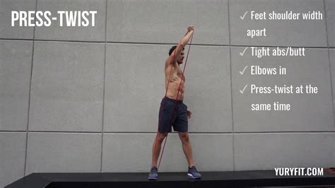 How To Do A Press Twist With Resistance Bands Yuryfit Youtube