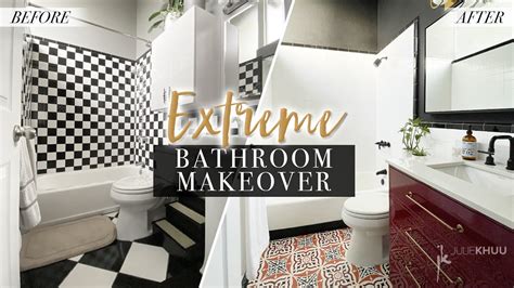 Extreme Bathroom Makeover Part How To Diy Paint Over Old Tile Walls