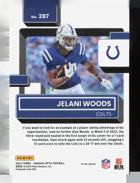 2022 Donruss Optic 287 Jelani Woods Holo EBay