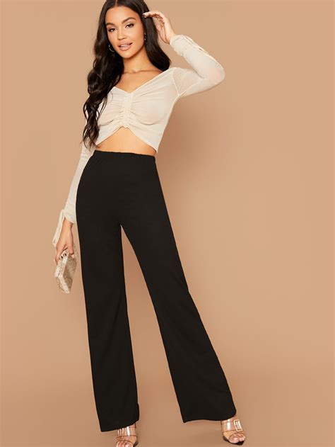 Shein Essnce High Waist Flare Leg Pants Shein Uk