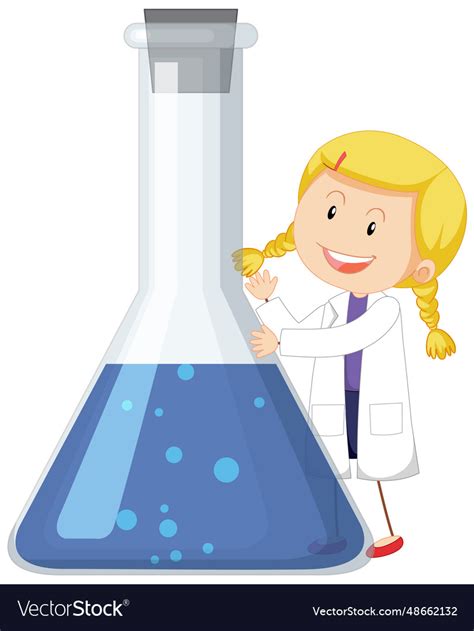 Cute female scientist cartoon character in lab Vector Image