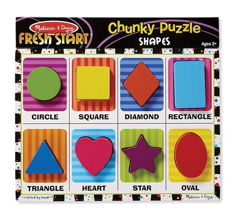 Melissa & Doug Chunky Wooden Puzzle Shapes - 8 Pieces - Ages 2+