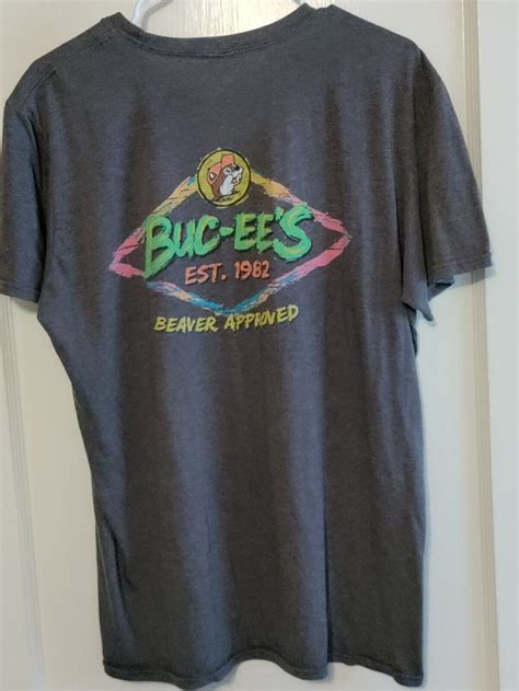 Buc Ees T Shirt Sz L Gray Double Sided Bucees Est Beaver Approved