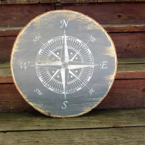 Wooden Compass Wall Art Etsy