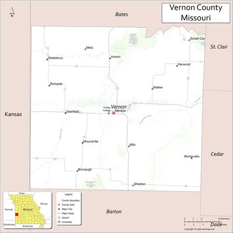 Map Of Vernon County Missouri Showing Cities Highways Important