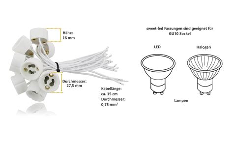 Sweet Led GU10 Fassung für LED und Halogen Lampen 10 Stück Amazon