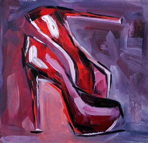 Original Oil Painting Red Choose High Heels Art Still Life Picture Decore Design Home