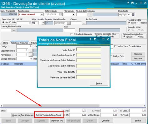 WINT 1346 O que fazer quando não aparecer os totalizadores da NF