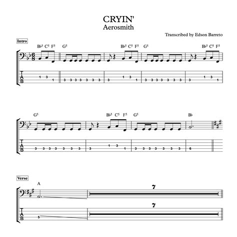 Cryin Aerosmith Bass Transcription Score And Tab Lesson Edson Renato Vitti Barreto Hotmart