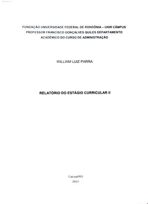 Relatório Estagio EM Ambiente NÃO Escolar RELATÓRIO DE ESTÁGIO EM