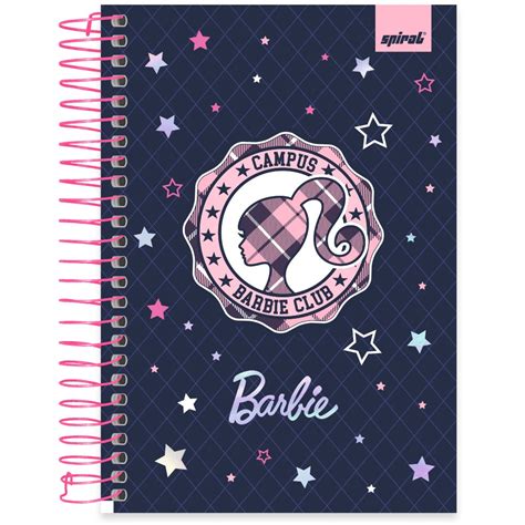 Caderno Capa Dura Espiral Folhas Barbie Mattel Spiral Pt Un