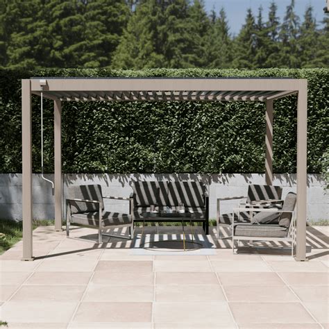 Pergola Bioclimatique auto portée Effet Bois 3x4m Ombréa