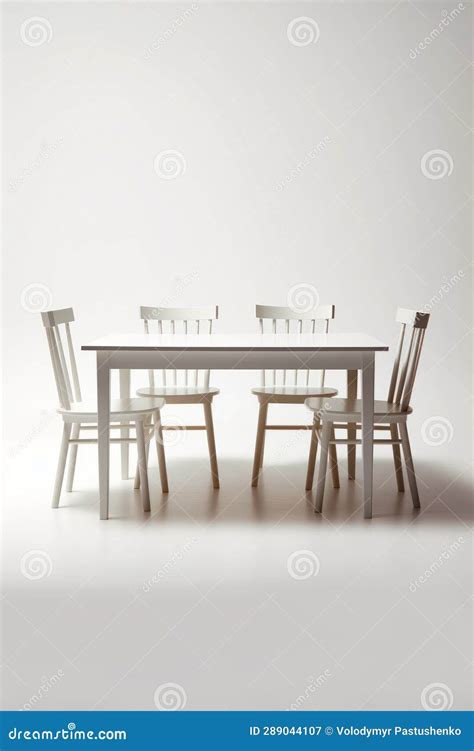 White Table and Chairs with White Background and White Wall. Generative ...