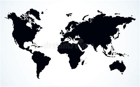 Carte Mondiale Continents Aux Contours Des Pays Dessin Vectoriel