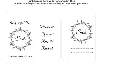 Seed Packet Templates - Aunty Lils Place - Personalised Gifts for sale UK