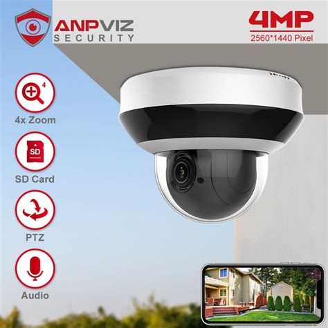 Anpviz 4mp Ptz Ip Camera Outdoor Security 4x Zoom Dome Poe Cctv