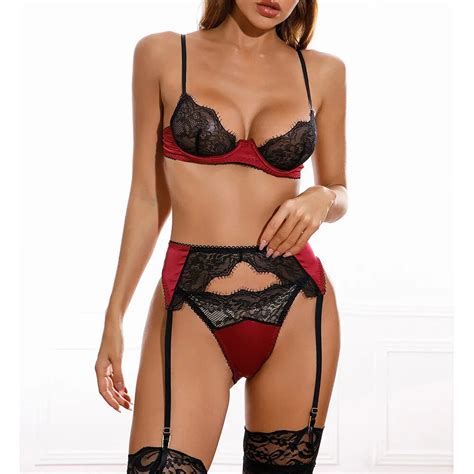 Ensemble De Lingerie En Satin Transparent Pour Femmes Sous V Tements