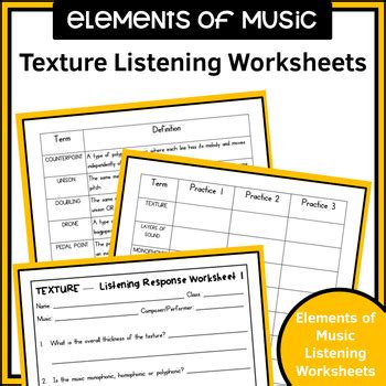 Texture Elements Of Music Activities Bundle By Jooya Teaching Resources