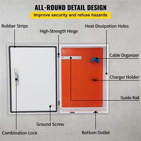 Vevor Tesla Charger Station Box 28 X 20 X 10 Outdoor Cable Box Charging Box Cable