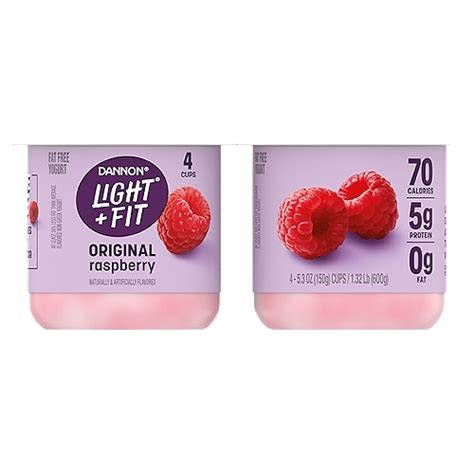 Dannon Light Fit Raspberry Original Nonfat Yogurt Pack 4 Ct 53 Ounce Cups Fairway