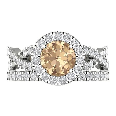 Clara Pucci 18k White Gold Round Cut 1ct Synthetic Yellow Moissanite