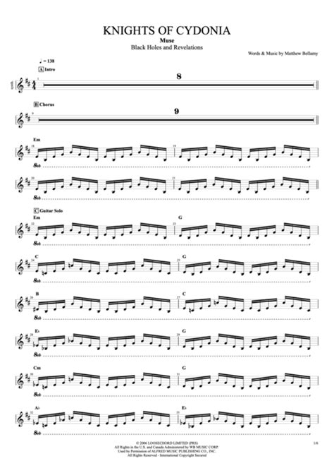 Knights of Cydonia Tab by Muse (Guitar Pro) - Full Score | mySongBook