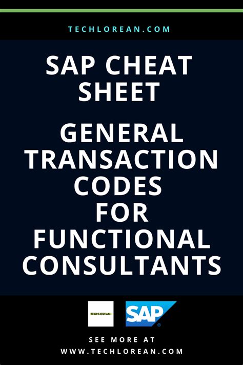 Sap Cheat Sheet General Transaction Codes