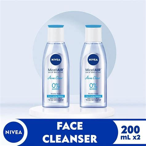 NIVEA Face Cleanser MicellAIR Acne Clear Micellar Water 200ml X2