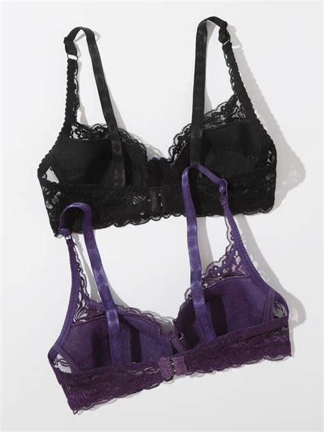 2pack Floral Lace Underwire Bra Set Shein Eur