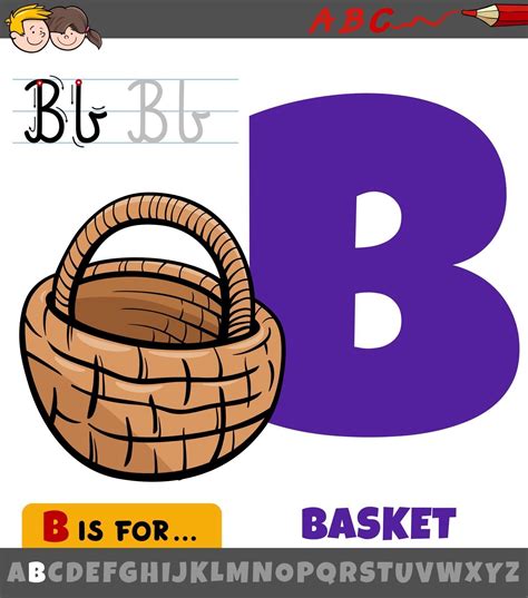 Letter B From Alphabet With Cartoon Basket Object 2850718 Vector Art At